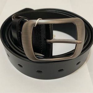 Vonsely Woman’s Black Leather Belt w/ Pin Buckles